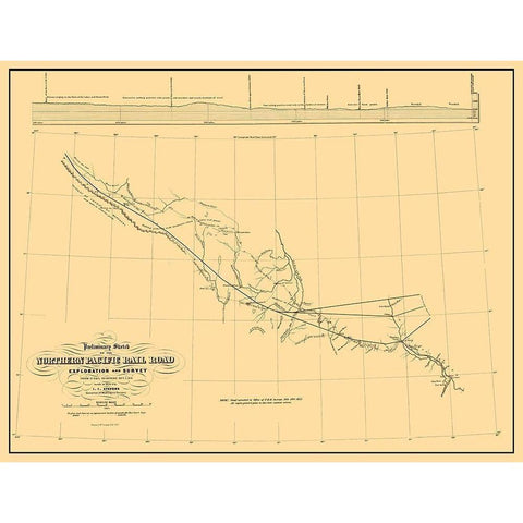 Northern Pacific Railroad Preliminary Survey 1 Gold Ornate Wood Framed Art Print with Double Matting by Wagner