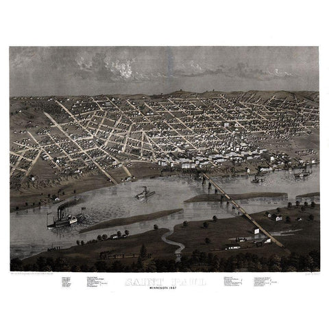Saint Paul Minnesota - Ruger 1867 White Modern Wood Framed Art Print by Ruger