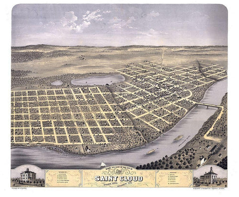 Saint Cloud Minnesota - Ruger 1869 White Modern Wood Framed Art Print with Double Matting by Ruger