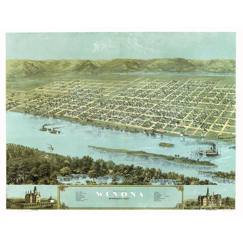 Winona Minnesota - Ruger 1867 White Modern Wood Framed Art Print by Ruger