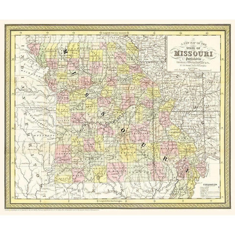 Missouri - Cowperthwait 1850 Gold Ornate Wood Framed Art Print with Double Matting by Cowperthwait