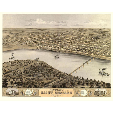 Saint Charles Missouri - Ruger 1869 White Modern Wood Framed Art Print by Ruger
