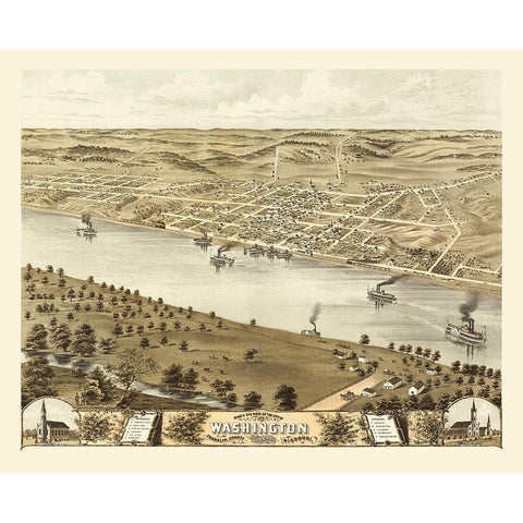 Washington Missouri - Ruger 1869 Black Modern Wood Framed Art Print with Double Matting by Ruger