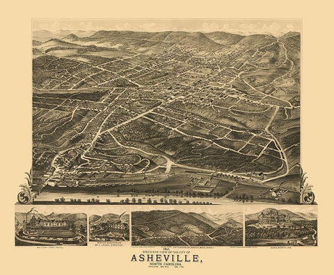 Asheville North Carolina - Ruger 1891 White Modern Wood Framed Art Print with Double Matting by Ruger