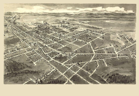 Hickory North Carolina - Downs 1907 Black Ornate Wood Framed Art Print with Double Matting by Downs