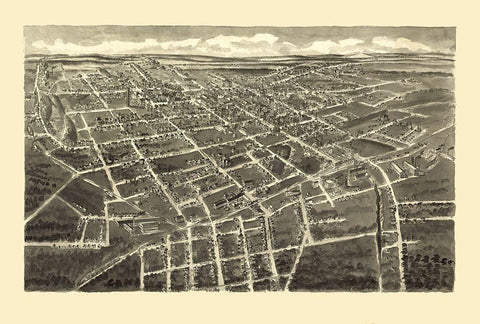 Statesville North Carolina - Downs 1907 White Modern Wood Framed Art Print with Double Matting by Downs