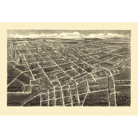 Statesville North Carolina - Downs 1907 Gold Ornate Wood Framed Art Print with Double Matting by Downs