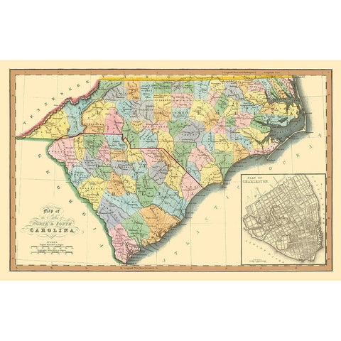 North Carolina, South Carolina - Hinton 1832 Black Modern Wood Framed Art Print by Hinton