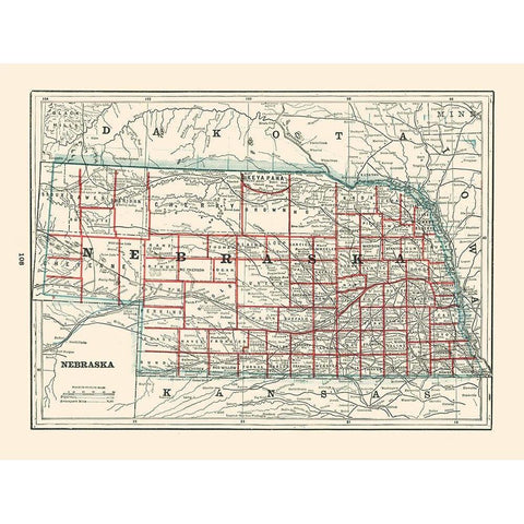 Nebraska - Rathbun 1893 White Modern Wood Framed Art Print by Rathbun