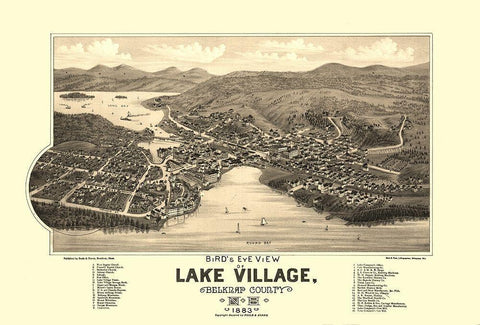 Lake Village New Hampshire - Poole 1883 White Modern Wood Framed Art Print with Double Matting by Poole