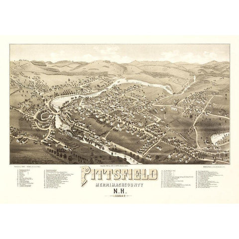 Pittsfield New Hampshire - Norris 1884 Black Modern Wood Framed Art Print by Norris