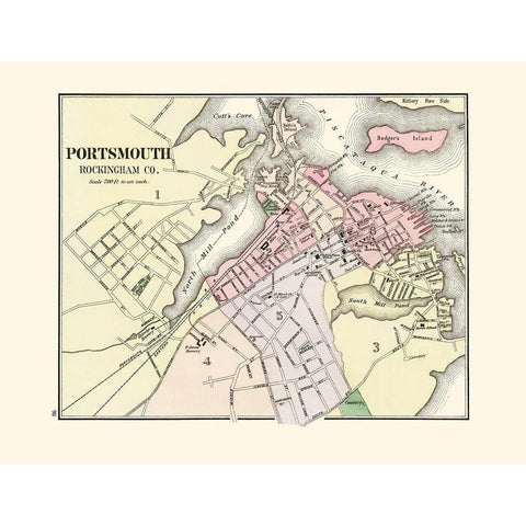 Portsmouth New Hampshire - Comstock 1877 Gold Ornate Wood Framed Art Print with Double Matting by Comstock