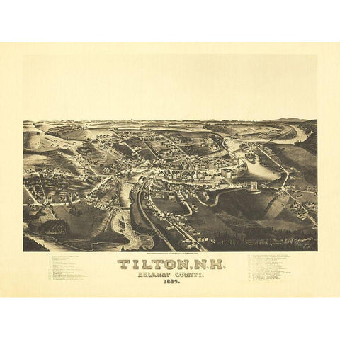 Tilton New Hampshire - Norris 1884 Gold Ornate Wood Framed Art Print with Double Matting by Norris
