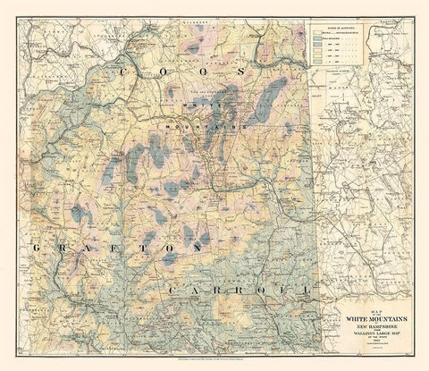 New Hampshire White Mountains -1881 Black Ornate Wood Framed Art Print with Double Matting by Unknown