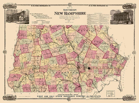 New Hampshire -1871 Black Ornate Wood Framed Art Print with Double Matting by Unknown