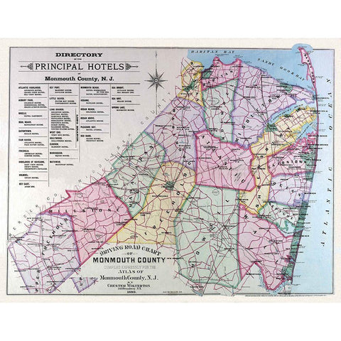Monmouth New Jersey - Wolverton 1889 Gold Ornate Wood Framed Art Print with Double Matting by Wolverton