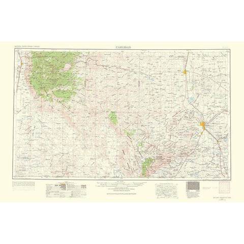 Carlsbad New Mexico Quad - USGS 1963 Black Modern Wood Framed Art Print with Double Matting by USGS