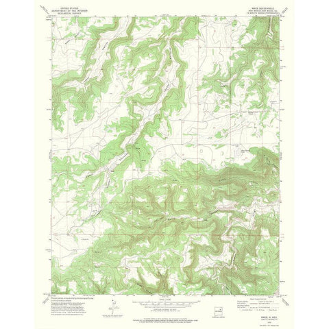 Maes New Mexico Quad - USGS 1972 Black Modern Wood Framed Art Print with Double Matting by USGS
