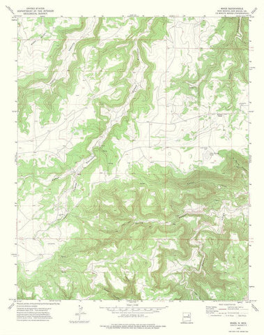Maes New Mexico Quad - USGS 1972 White Modern Wood Framed Art Print with Double Matting by USGS