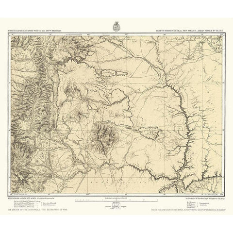 New Mexico North New Mexico Sheet - US Army 1877 Gold Ornate Wood Framed Art Print with Double Matting by US Army