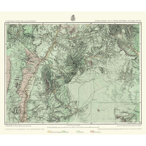 Central New Mexico Economic Sheet - US Army 1877 Black Modern Wood Framed Art Print with Double Matting by US Army