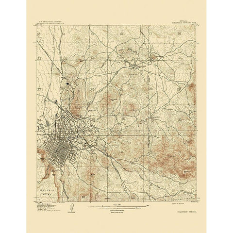 Goldfield Special Nevada Quad - USGS 1909 Gold Ornate Wood Framed Art Print with Double Matting by USGS