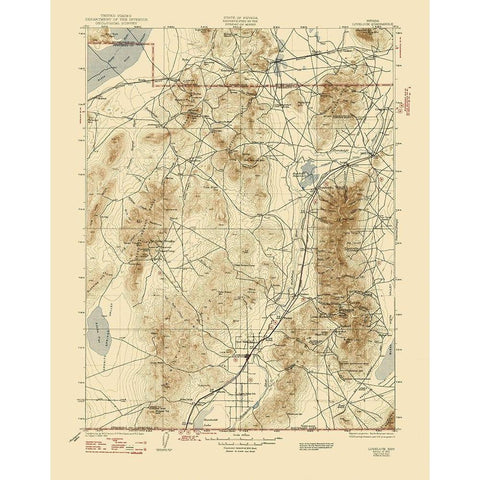 Lovelock Nevada Quad - USGS 1935 Black Modern Wood Framed Art Print with Double Matting by USGS