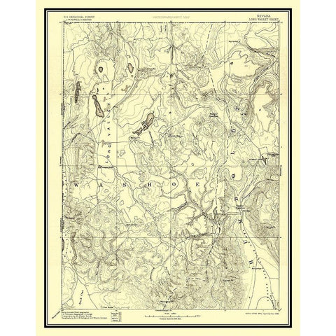 Long Valley Nevada Sheet - USGS 1894 Gold Ornate Wood Framed Art Print with Double Matting by USGS