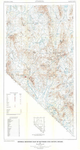 Southern Nye County Minerals NV Mines Black Ornate Wood Framed Art Print with Double Matting by Cornwall