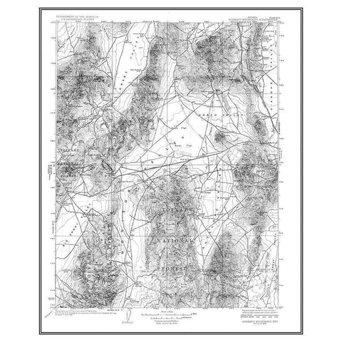 Mt Roberts Nevada Quad - USGS 1929 Black Modern Wood Framed Art Print with Double Matting by USGS