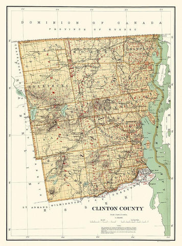 Clinton New York Landowner - Bien 1895 Black Ornate Wood Framed Art Print with Double Matting by Bien