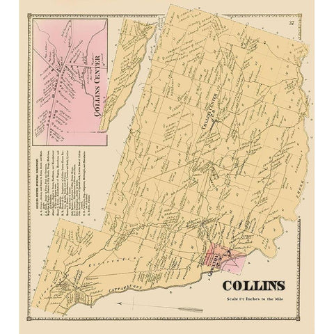 Collins New York Landowner - Stone 1866 White Modern Wood Framed Art Print by Stone