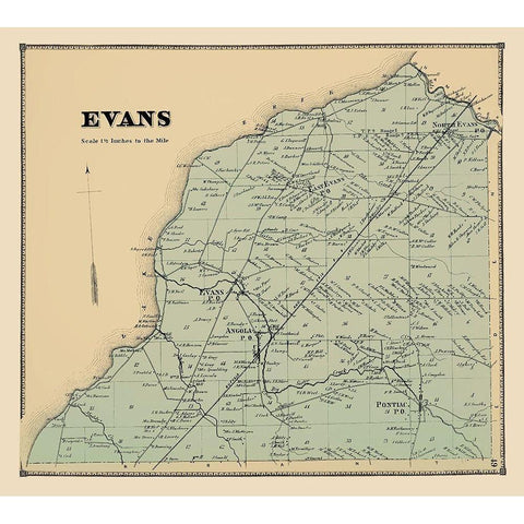 Evans New York Landowner - Stone 1866 Gold Ornate Wood Framed Art Print with Double Matting by Stone