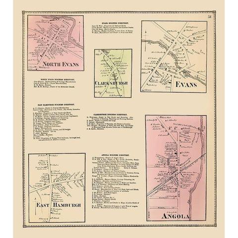 Clarksburgh, Evans, Angola, East Hamburgh New York Gold Ornate Wood Framed Art Print with Double Matting by Stone