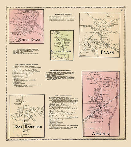 Clarksburgh, Evans, Angola, East Hamburgh New York White Modern Wood Framed Art Print with Double Matting by Stone
