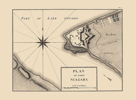 Fort Niagara New York Plan - Collot 1796 White Modern Wood Framed Art Print with Double Matting by Collot