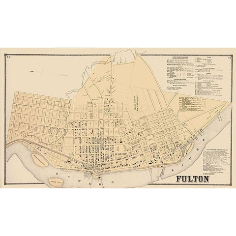 Fulton New York Landowner - Stone 1866 Black Modern Wood Framed Art Print with Double Matting by Stone