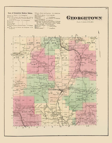Georgetown New York Landowner - Whitman 1875 Black Ornate Wood Framed Art Print with Double Matting by Whitman