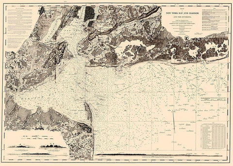 New York Bay and Harbor - USCS 1845 Black Ornate Wood Framed Art Print with Double Matting by USCS