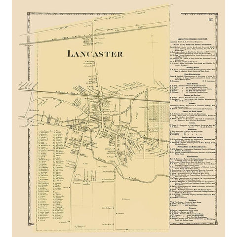 Lancaster New York Landowner - Stone 1869 Black Modern Wood Framed Art Print with Double Matting by Stone
