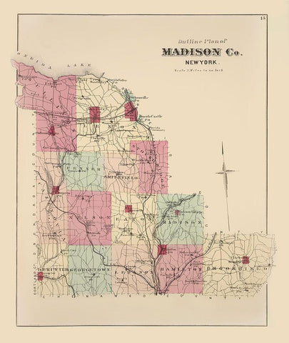 Madison New York - Whitman 1875 Black Ornate Wood Framed Art Print with Double Matting by Whitman