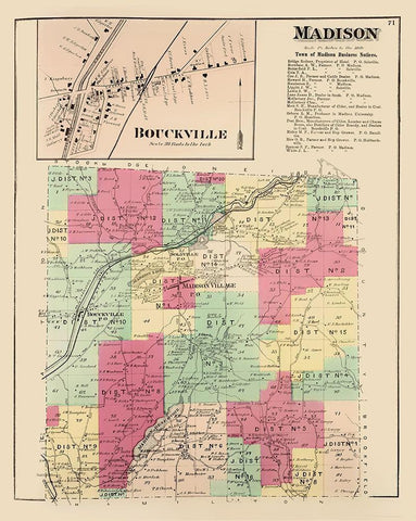 Madison New York Landowner - Whitman 1875 Black Ornate Wood Framed Art Print with Double Matting by Whitman