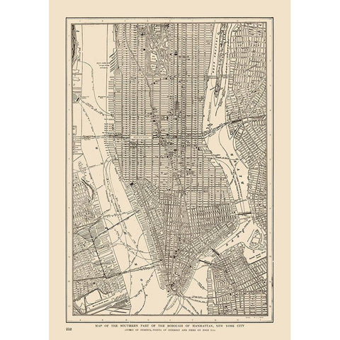Lower Manhattan - Reynold 1921 Black Modern Wood Framed Art Print with Double Matting by Reynold