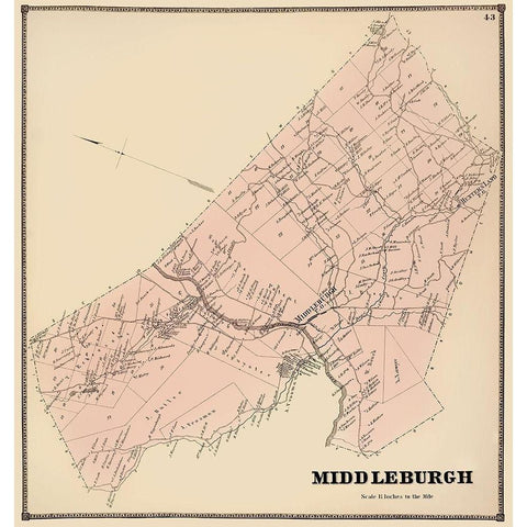 Middleburgh New York Landowner - Stone 1866 Gold Ornate Wood Framed Art Print with Double Matting by Stone