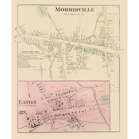 Morrisville New York Landowner - Whitman 1875 Gold Ornate Wood Framed Art Print with Double Matting by Whitman