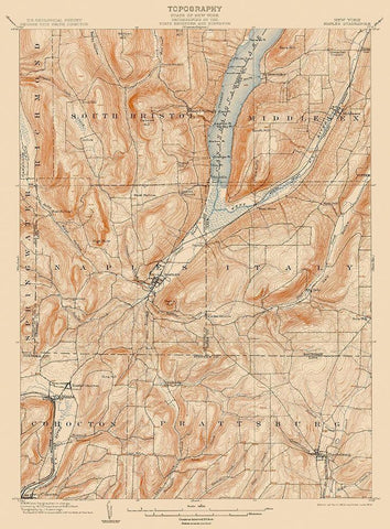 Naples New York Quad - USGS 1903 White Modern Wood Framed Art Print with Double Matting by USGS