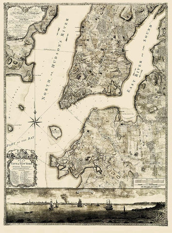 New York New York Landowner - Jefferys 1776 Black Ornate Wood Framed Art Print with Double Matting by Jefferys