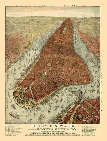 New York - Root 1879 Black Ornate Wood Framed Art Print with Double Matting by Root