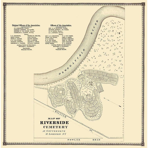 Gouverneur New York Riverside Cemetery - Stone Gold Ornate Wood Framed Art Print with Double Matting by Stone