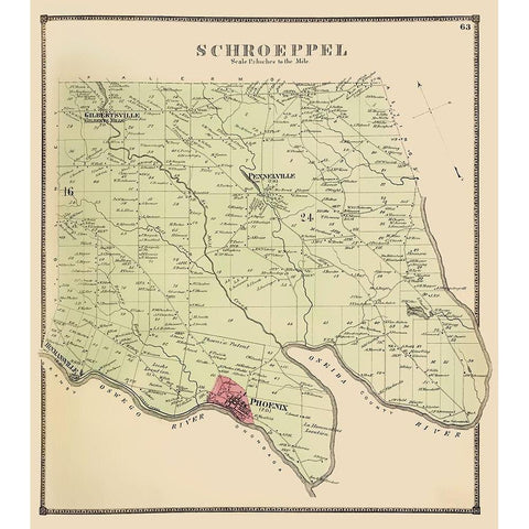 Schroeppel New York Landowner - Stone 1866 Gold Ornate Wood Framed Art Print with Double Matting by Stone